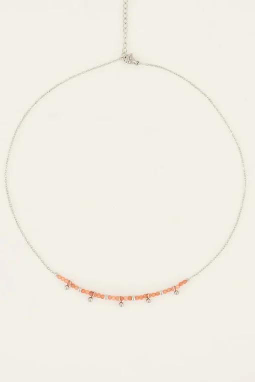 Vintage Ketting Met Oranje Kralen & Bolletjes
