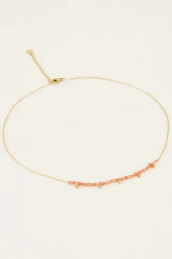 Vintage Ketting Met Oranje Kralen & Bolletjes
