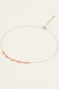 Vintage Ketting Met Oranje Kralen & Bolletjes