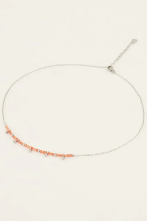 Vintage Ketting Met Oranje Kralen & Bolletjes
