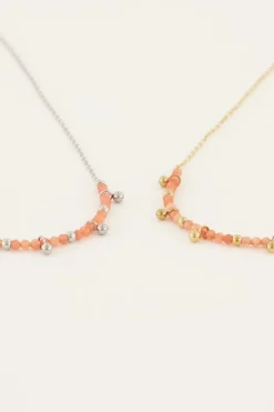 Vintage Ketting Met Oranje Kralen & Bolletjes
