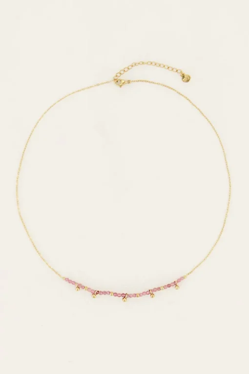 Vintage Ketting Met Roze Kralen & Bolletjes