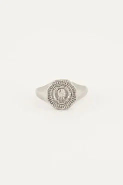 Vintage Look Zegelring Met Munt