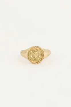 Vintage Look Zegelring Met Munt