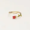 Vintage Ring Met Gekleurde Roos