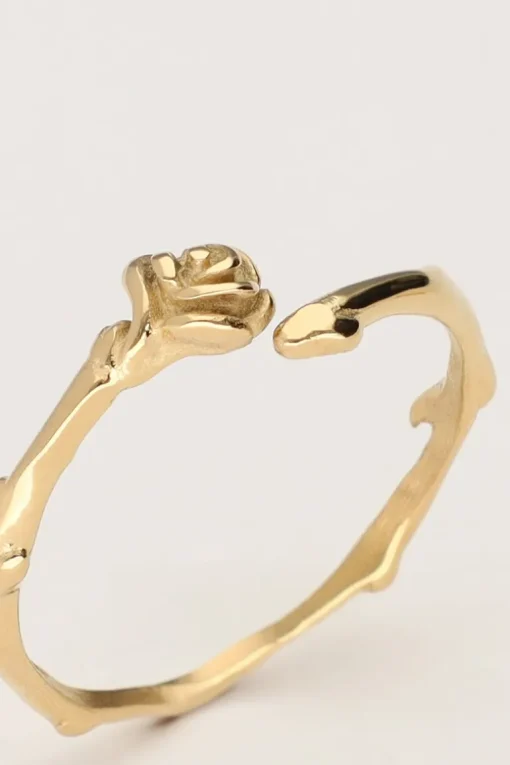 Vintage Ring Met Platte Roos