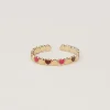 Vintage Ring Met Roze & Rode Hartjes