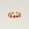 Vintage Ring Met Roze & Rode Bloemetjes