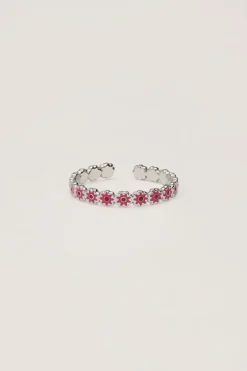 Vintage Ring Met Roze & Rode Bloemetjes Mini