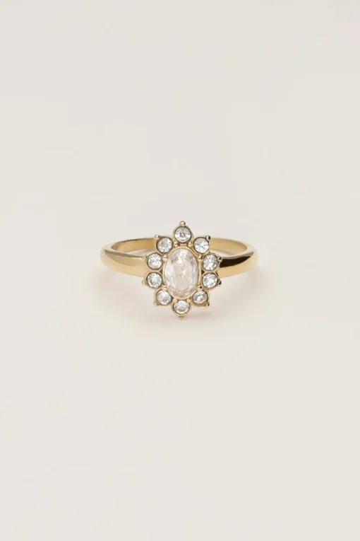 Vintage Ring Met Transparante Strass