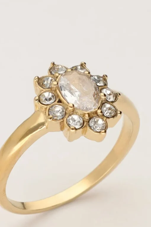 Vintage Ring Met Transparante Strass