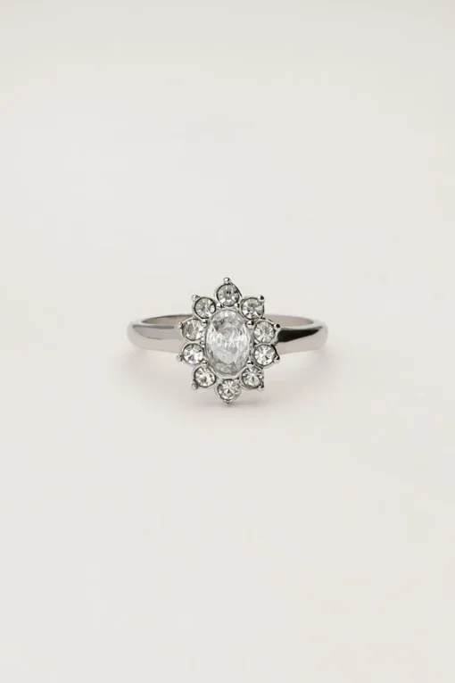 Vintage Ring Met Transparante Strass