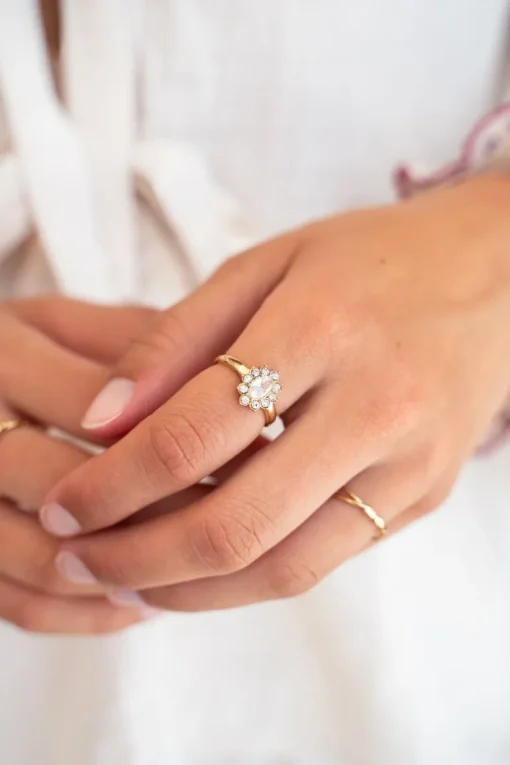 Vintage Ring Met Transparante Strass