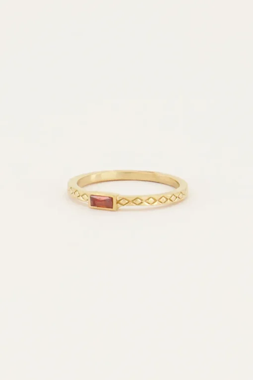 Vintage Ring Rode Rechthoek