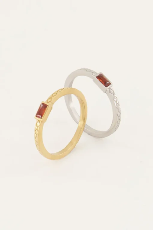 Vintage Ring Rode Rechthoek