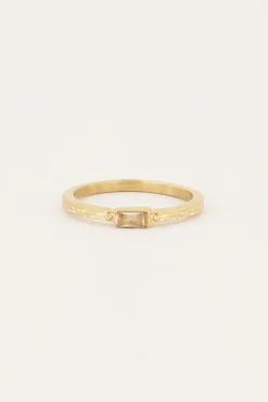 Vintage Ring Transparante Rechthoek & Structuur