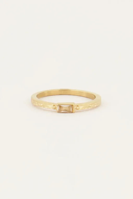 Vintage Ring Transparante Rechthoek & Structuur