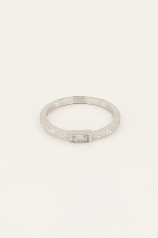 Vintage Ring Transparante Rechthoek & Structuur