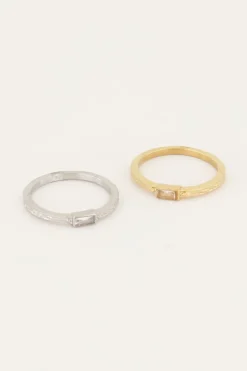 Vintage Ring Transparante Rechthoek & Structuur