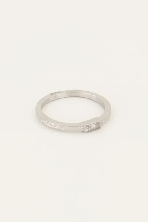 Vintage Ring Transparante Rechthoek & Structuur