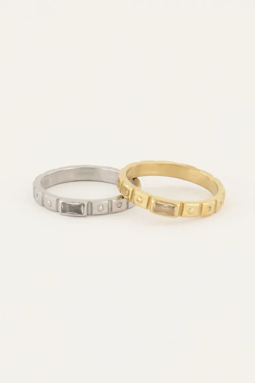 Vintage Ring Transparante Rechthoek