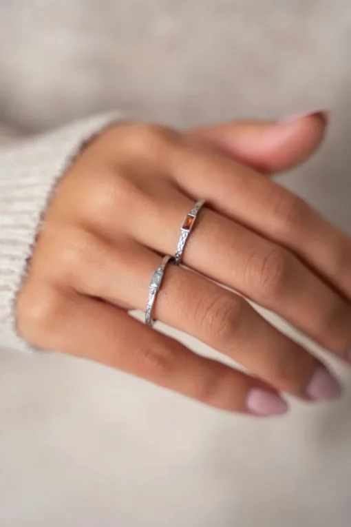 Vintage Ring Transparante Rechthoek & Structuur