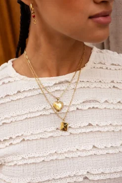 Vintage Schakelketting Met Hart Medaillon