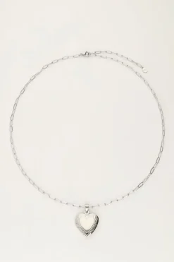 Vintage Schakelketting Met Hart Medaillon