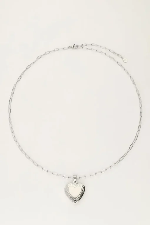 Vintage Schakelketting Met Hart Medaillon