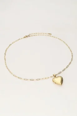 Vintage Schakelketting Met Hart Medaillon