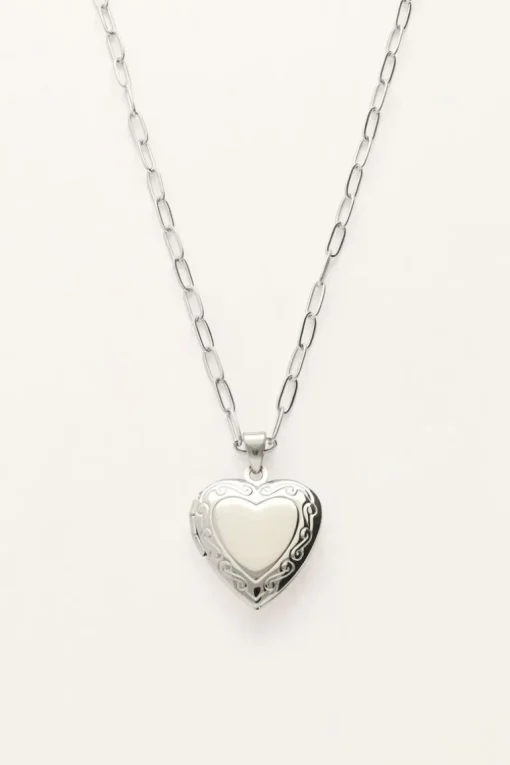 Vintage Schakelketting Met Hart Medaillon