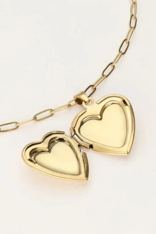Vintage Schakelketting Met Hart Medaillon