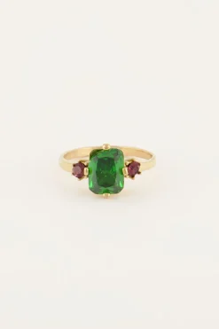 Vintage Statement Ring Groen Kristal