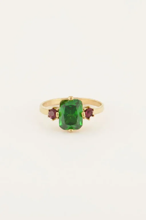 Vintage Statement Ring Groen Kristal