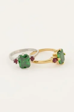 Vintage Statement Ring Groen Kristal