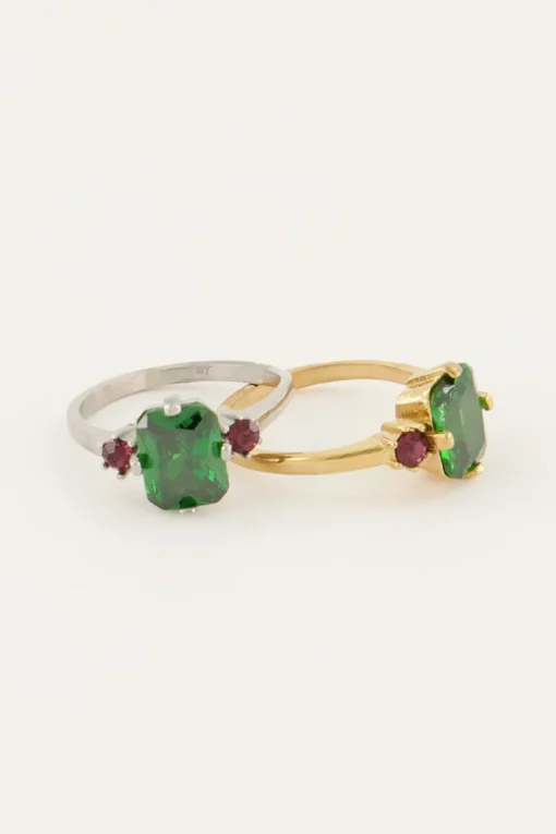 Vintage Statement Ring Groen Kristal