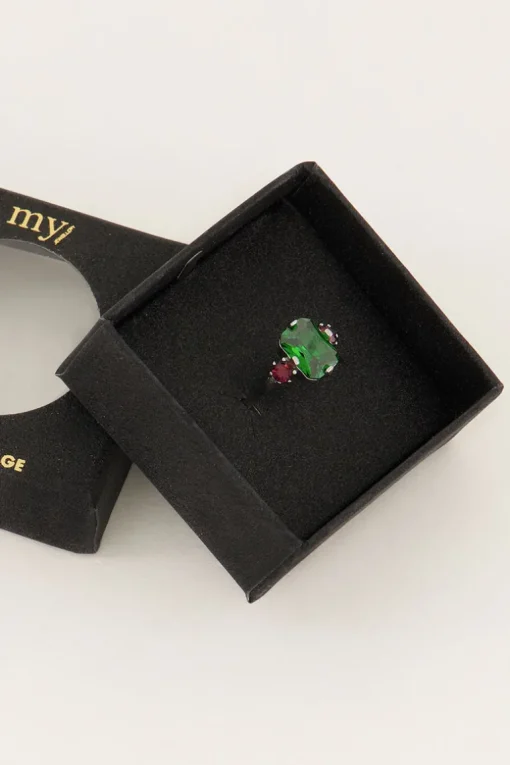 Vintage Statement Ring Groen Kristal