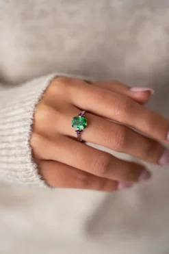 Vintage Statement Ring Groen Kristal