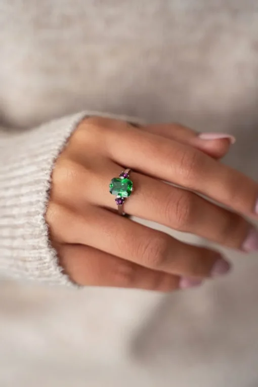 Vintage Statement Ring Groen Kristal