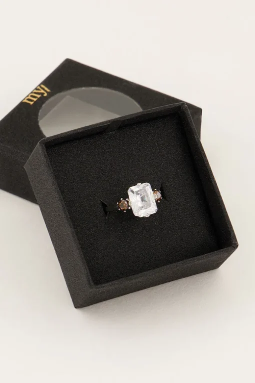 Vintage Statement Ring Transparant Kristal
