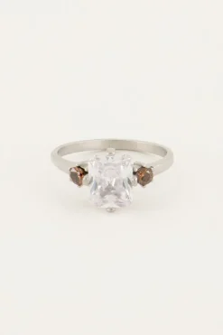 Vintage Statement Ring Transparant Kristal