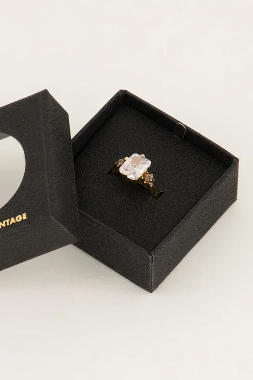 Vintage Statement Ring Transparant Kristal