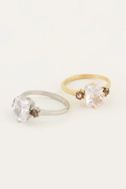 Vintage Statement Ring Transparant Kristal