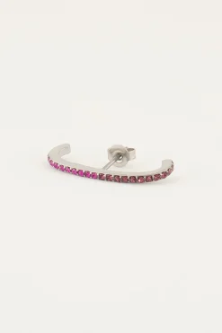 Vintage Suspender Oorbel Roze Kristal