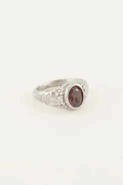 Vintage Zegelring Rode Steen