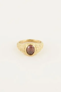 Vintage Zegelring Rode Steen