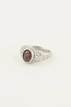 Vintage Zegelring Rode Steen