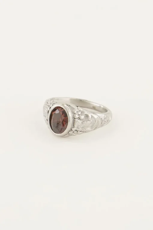 Vintage Zegelring Rode Steen