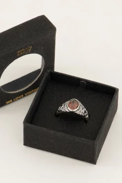Vintage Zegelring Rode Steen