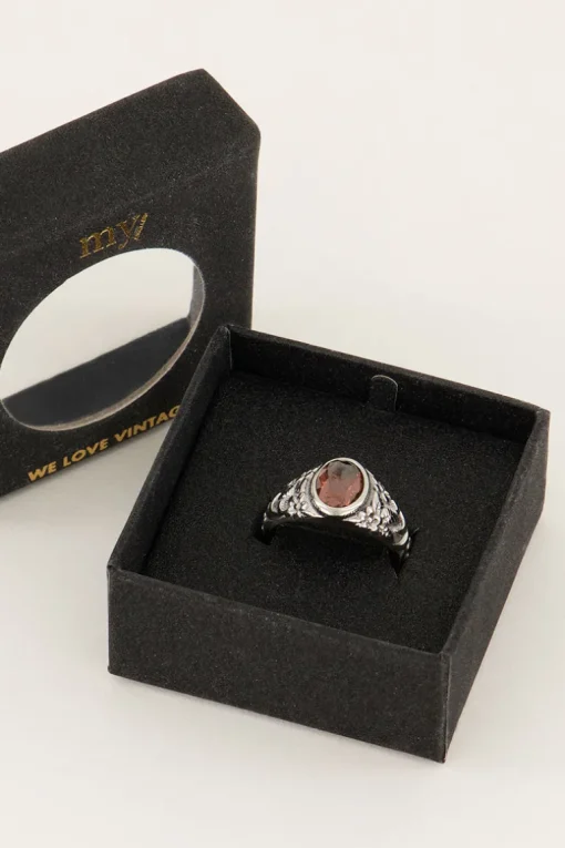 Vintage Zegelring Rode Steen
